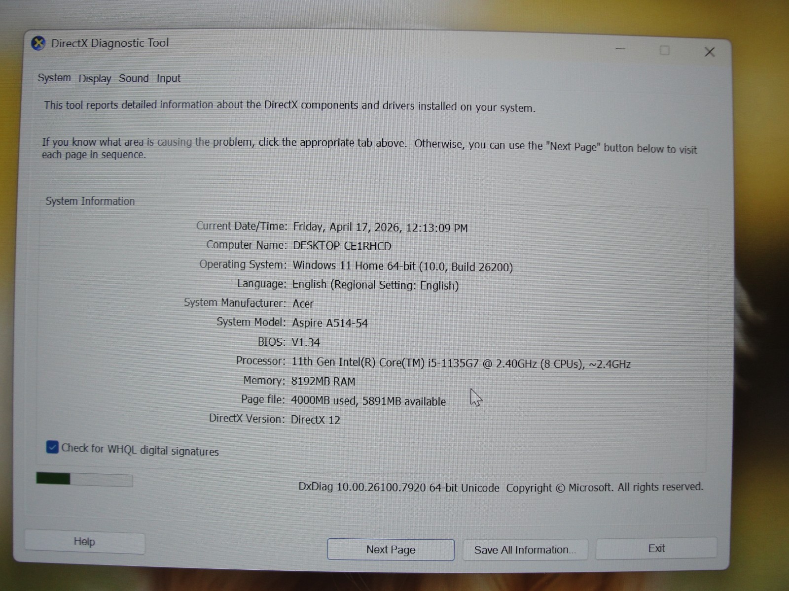 Acer Aspire 5 A514-54 14″FHD Intel i5-1135G7 2.4GHz 8GB RAM 256GB SSD