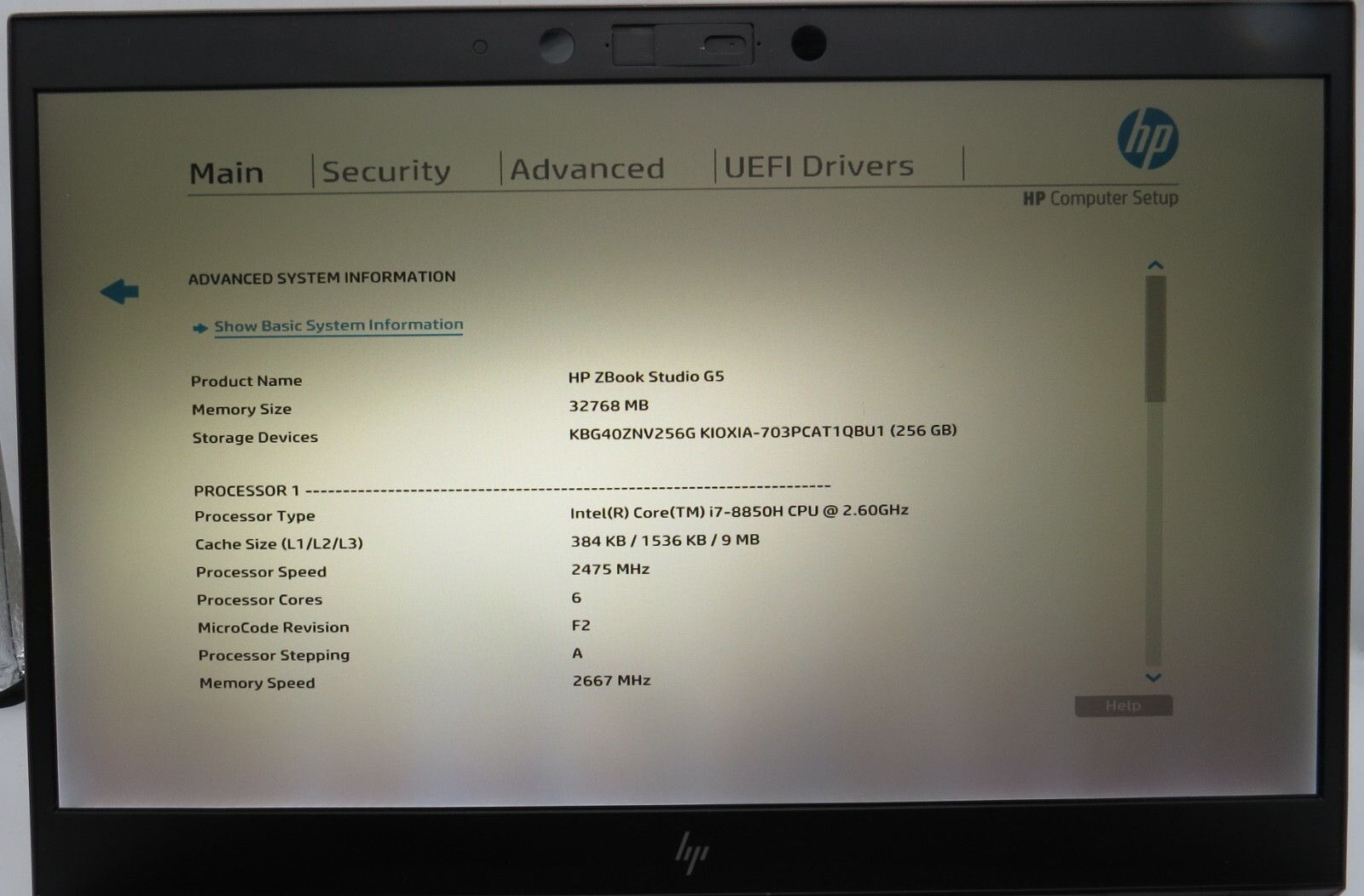 HP ZBook Studio G5-15.6″-i7-8850H@2.60GHz-32GB RAM-256GB M.2 NVME-NO OS *READ*