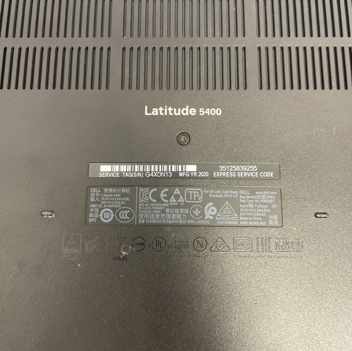 Dell Latitude 5400 Laptop P98G With Charger and Case