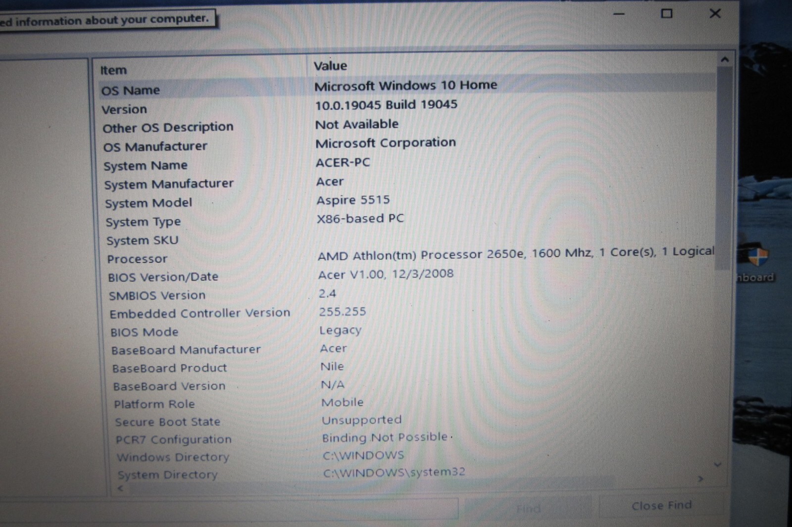 ACER ASPIRE 5515 15.4″ Laptop WIN 10 SSD OFFICE 2010 Power Adapter included