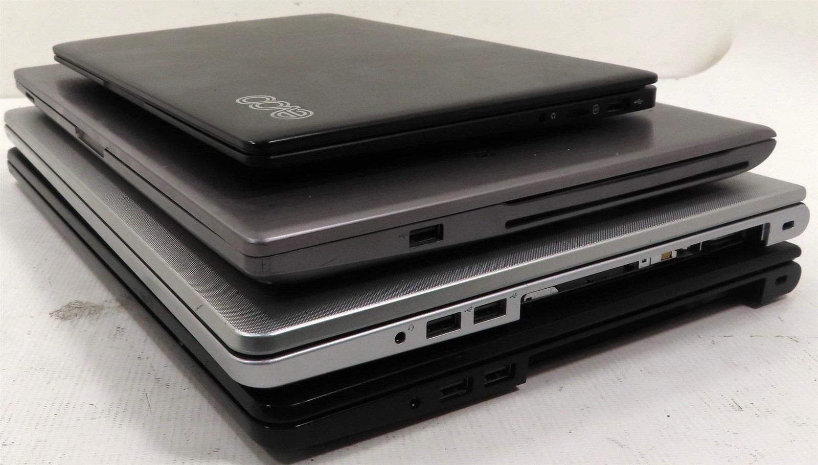 Lot of 4 Mix EVOO, DELL & SAMSUNG No HD & RAM Laptops