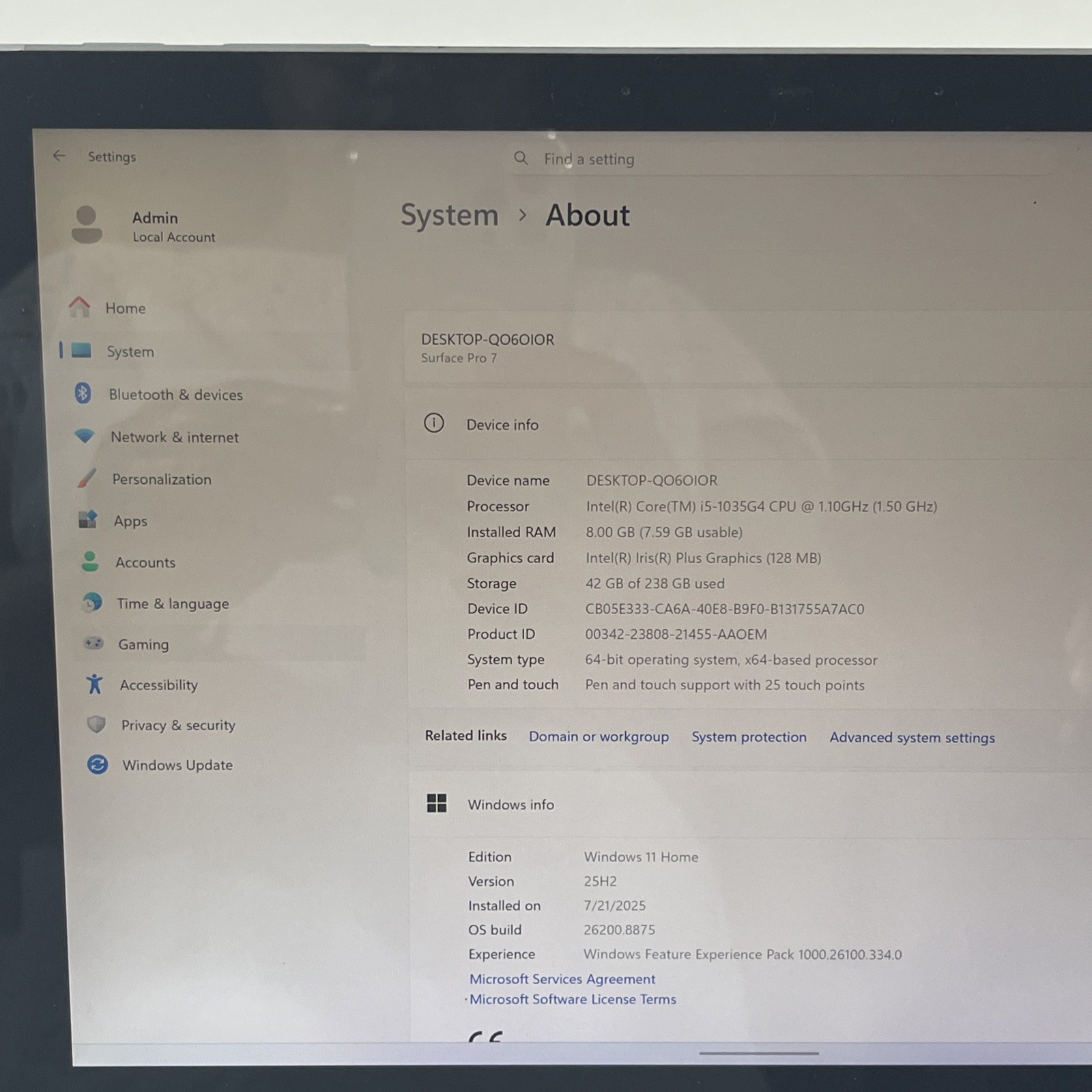 Microsoft Surface Pro 7 12.3″ i5-1035G4 8GB DDR4 256GB SSD Win11 PRO (SEE DESC)