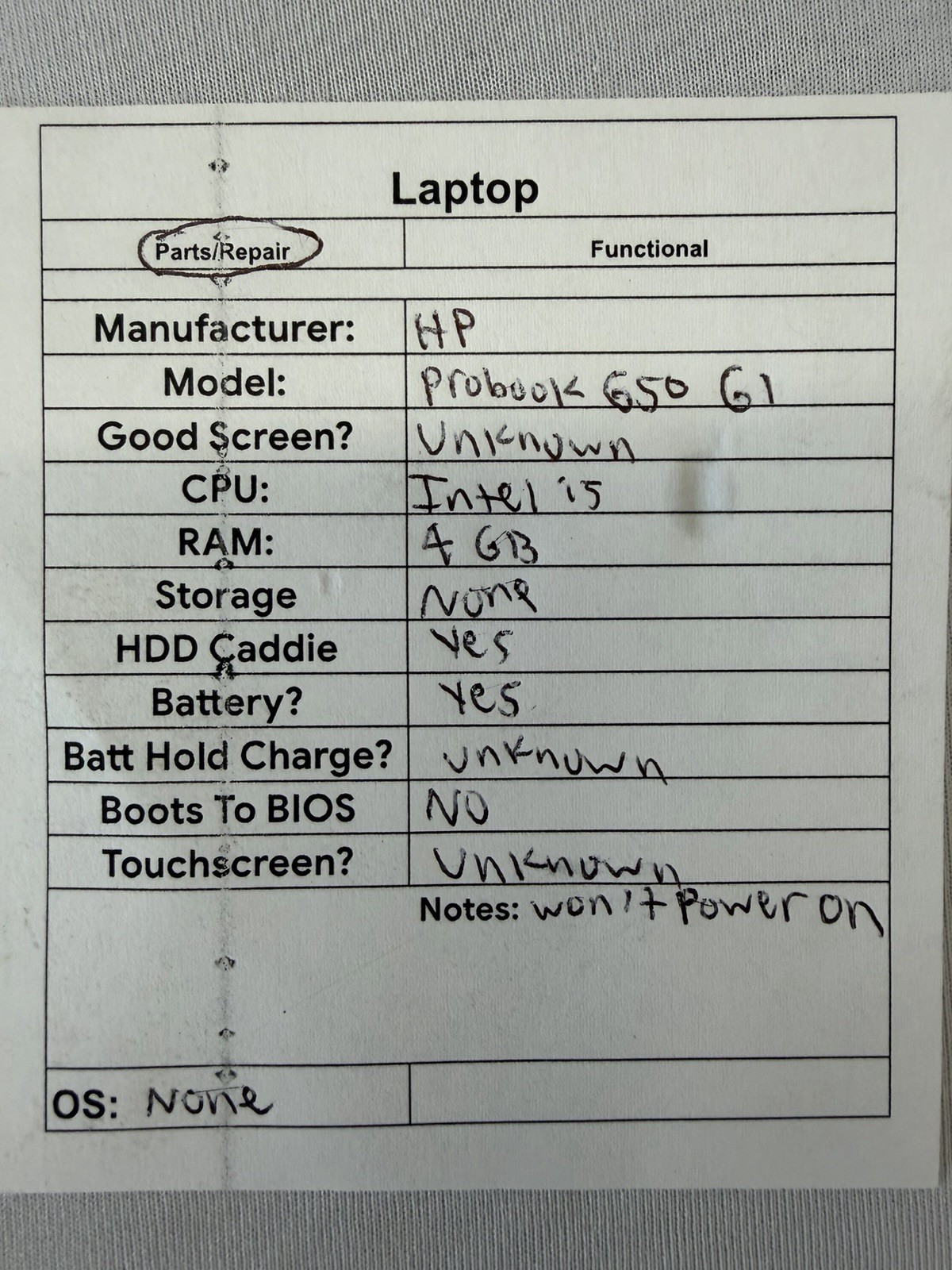 HP Probook 650 G1 Laptop – Intel i5 – RAM 4GB – Read Des