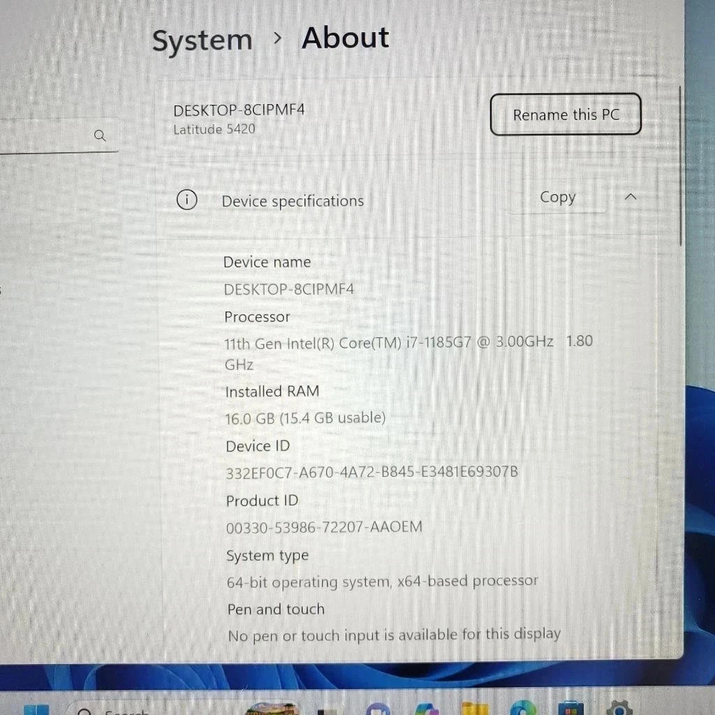 Dell Latitude 5420 14″ Touchscreen Laptop i7 11th Gen 16GB 512GB SSD