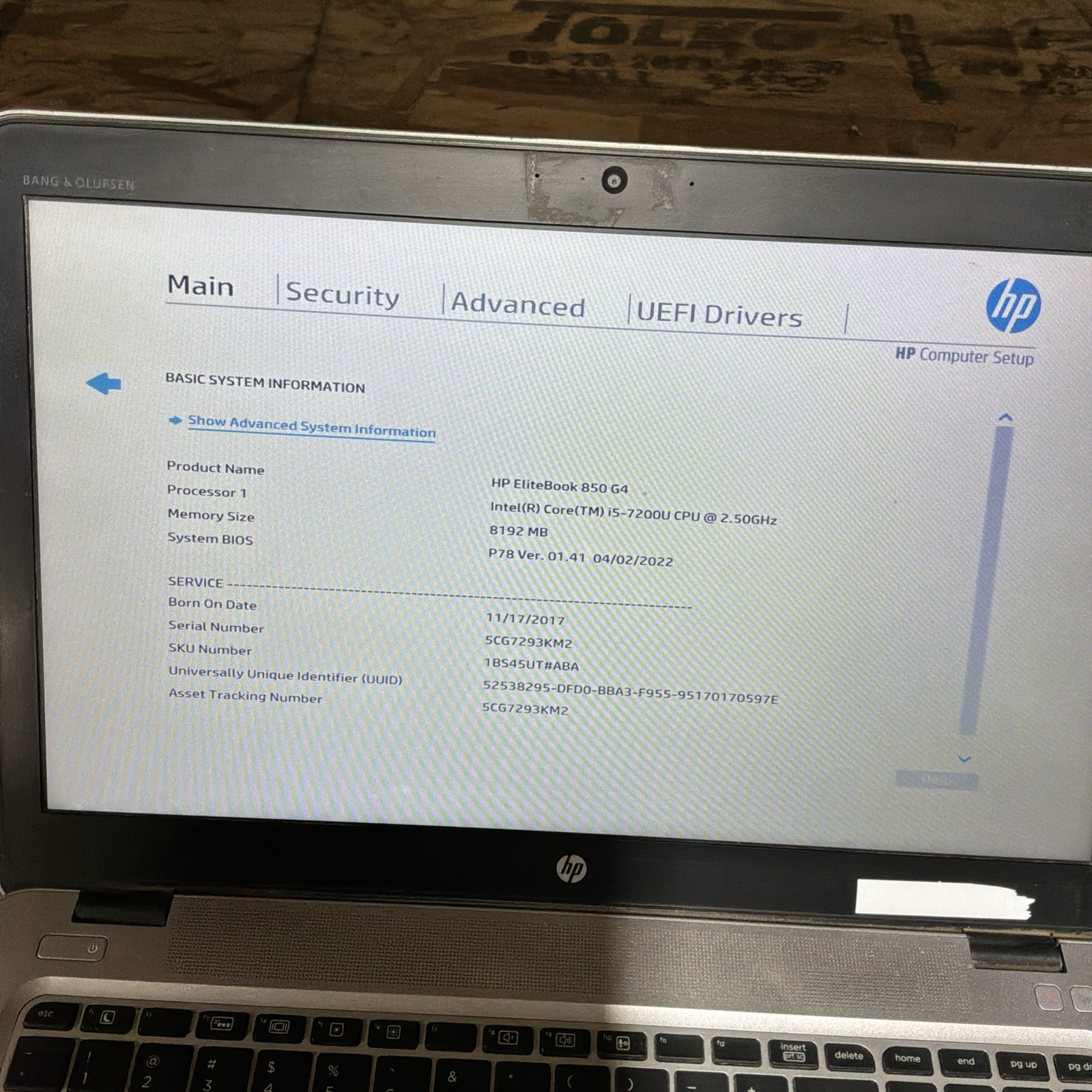 HP ELITEBOOK 850 G4 i5-7200 2.50GHz 8GB RAM 500 GB SSD 15.6” Win 11 C477