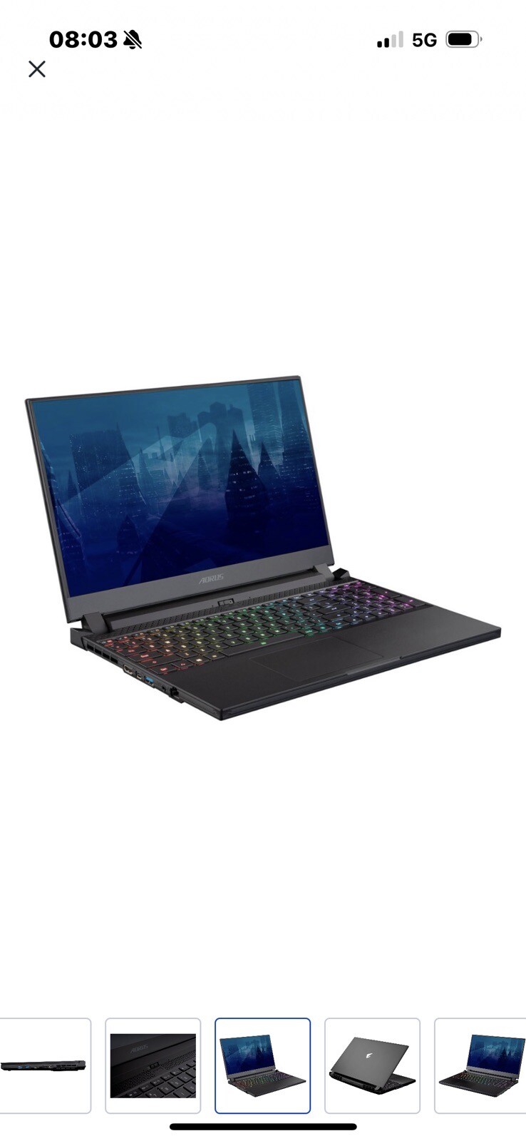 GIGABYTE AORUS 15.6 1TB SSD Intel Core i7 240Hz 32GB RAM NVIDIA GeForce RTX 3080