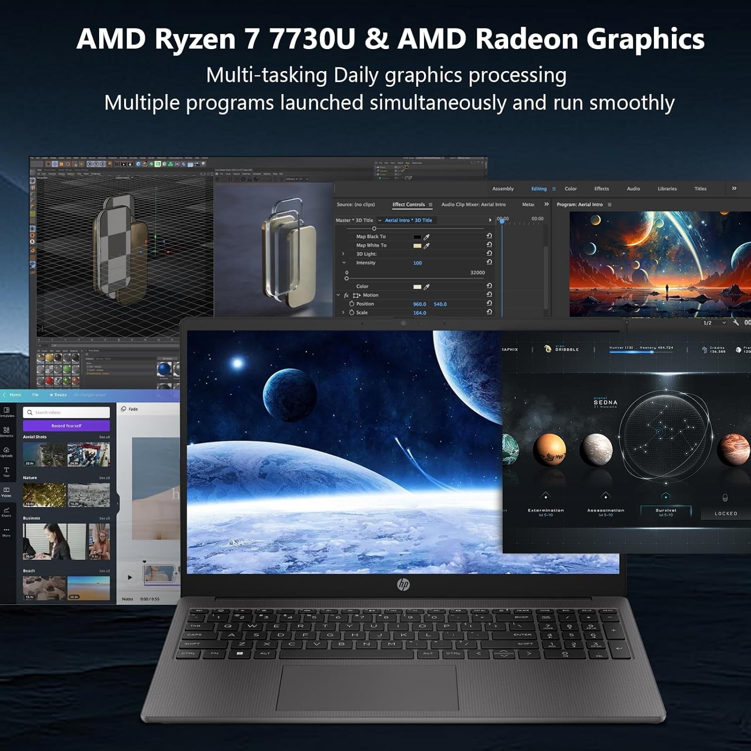 HP 255 G10 15.6″ FHD Laptop computer Win11Pro AMD R7-7730U UpTo 64GB RAM 4TB SSD