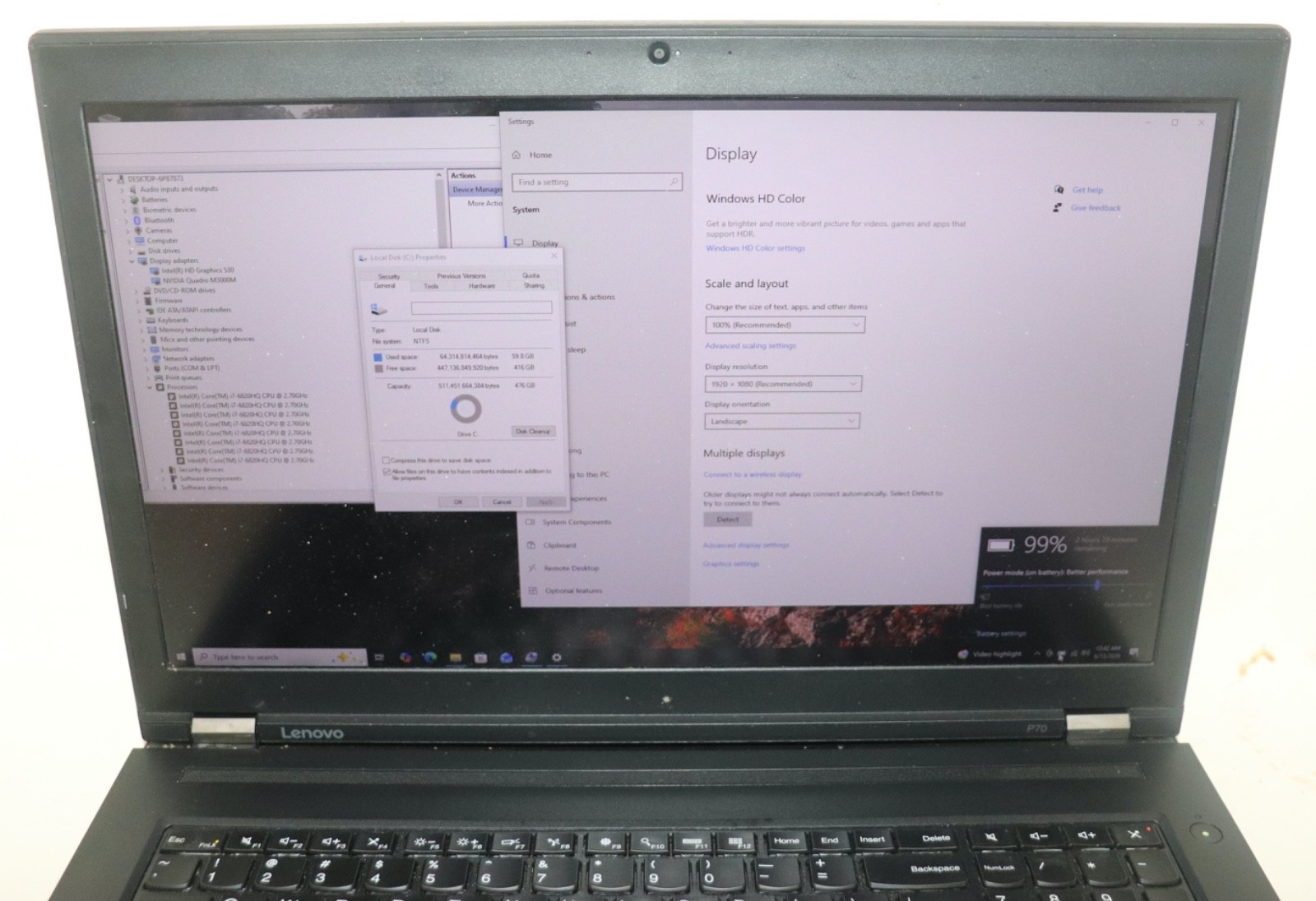 Lenovo ThinkPad P70|Intel core i7@2.70 GHz|32GB RAM |512GB SSD|WIN10.Prof|NVIDIA