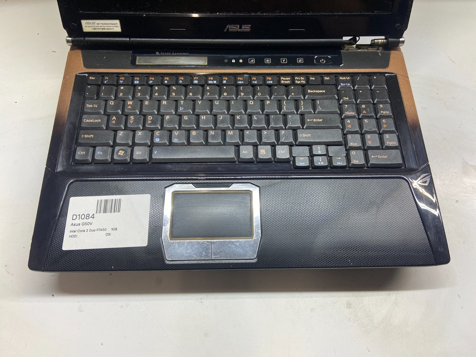 Asus G50V Gaming Laptop Intel Core 2 Duo P7450 2.13GHz 1GB NO HDD Nvidia 9800M