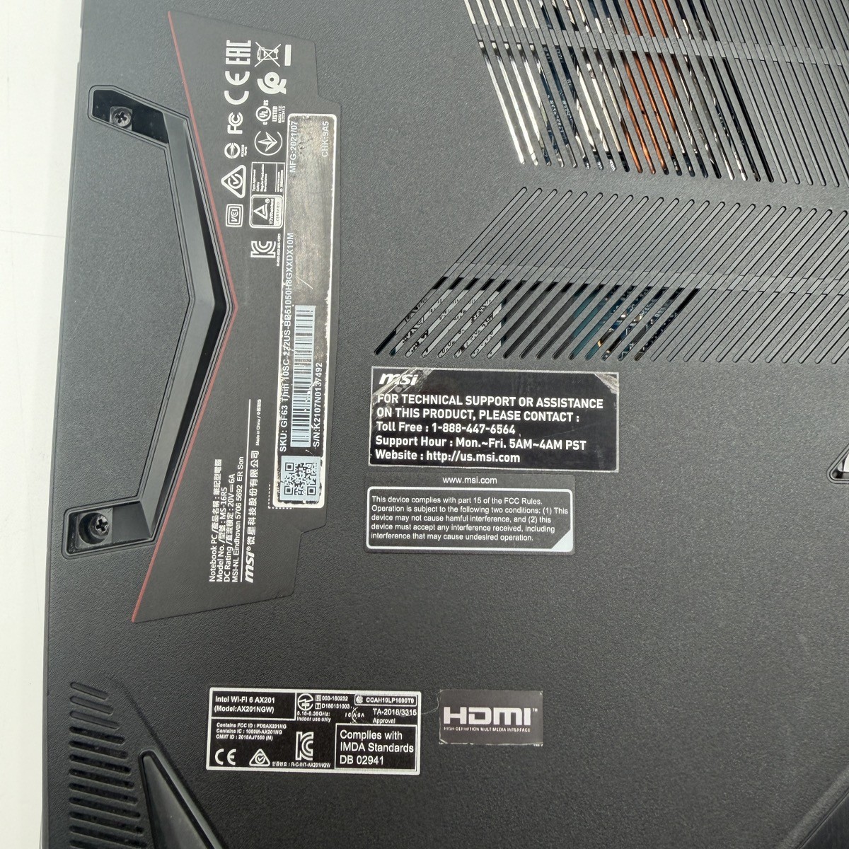 MSI Thin GF63 10SCXR 15.6″ i5 8GB RAM 256GB SSD GTX 1650 W11H (CP1022811)