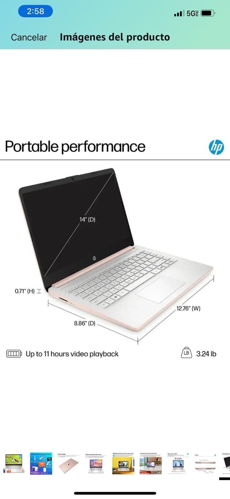 HP – 14″ Laptop – Intel Processor N150 – 4GB Memory – 128GB UFS – Pale Rose Gold