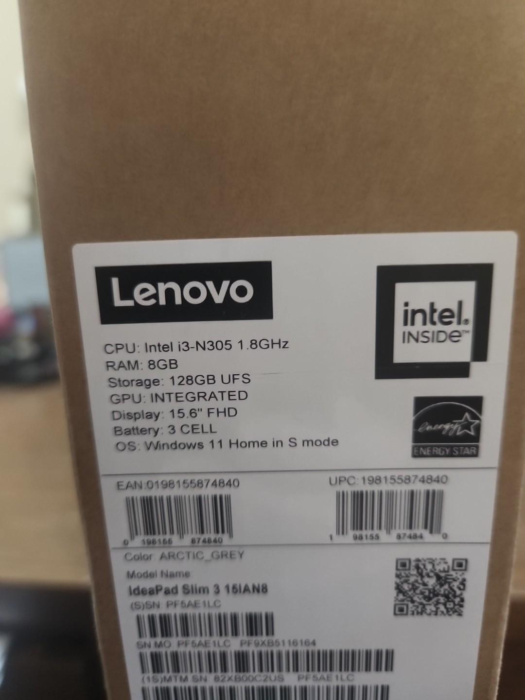 Lenovo IdeaPad Slim 3 15IAN8 Laptop 15.6″ Full HD Display, Intel Core I3
