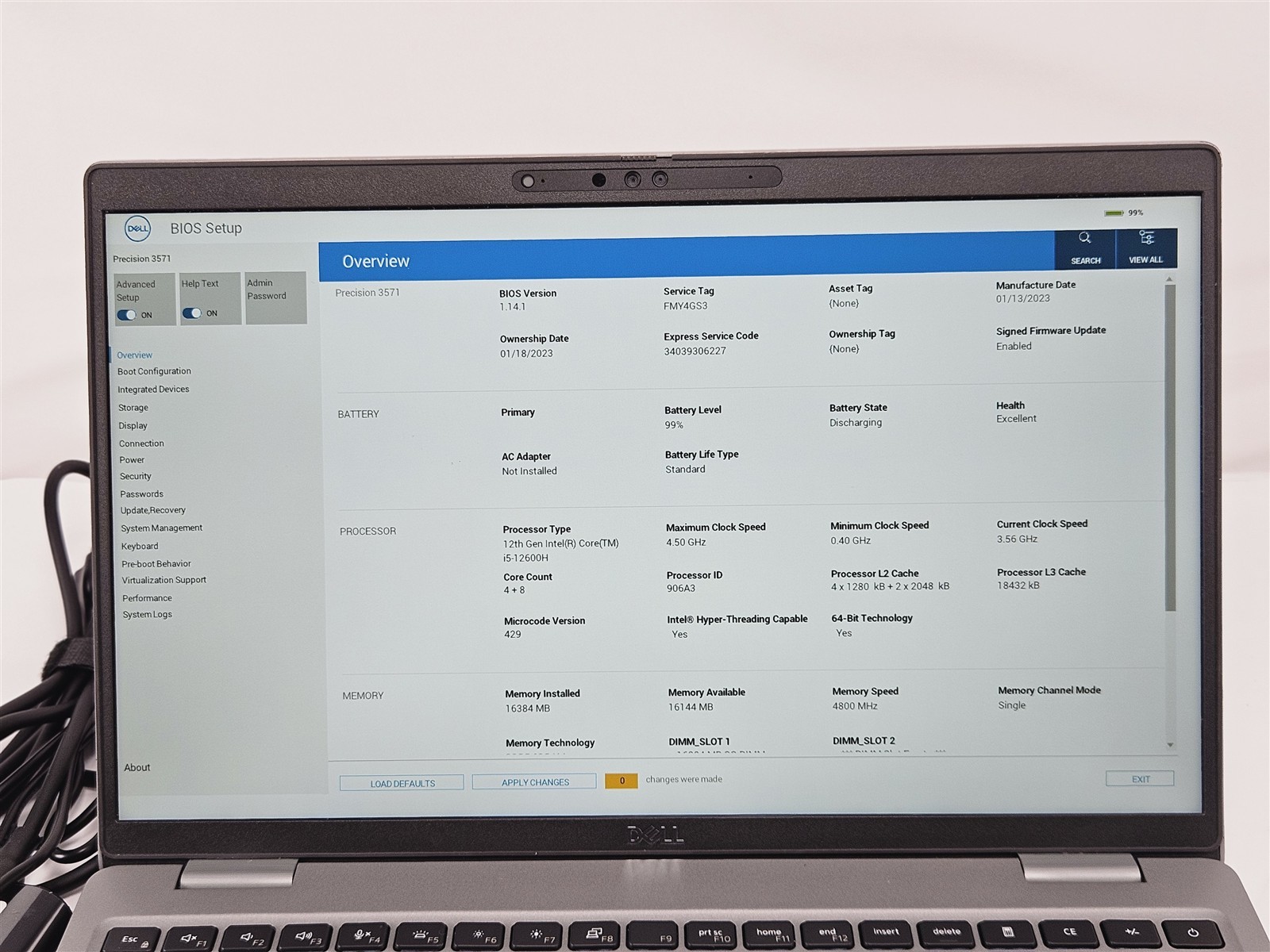 Dell Precision 3571 i5-12600H 16GB 256GB SSD 15.6″ FHD Notebook