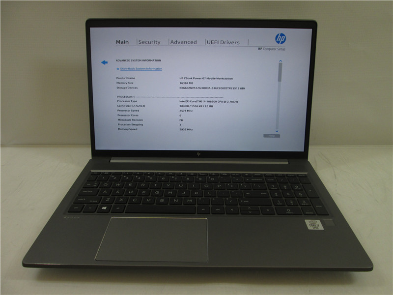 HP ZBook G7 Laptop i7-10850H 2.7GHz 16GB 512GB SSD Win11 Pro COA