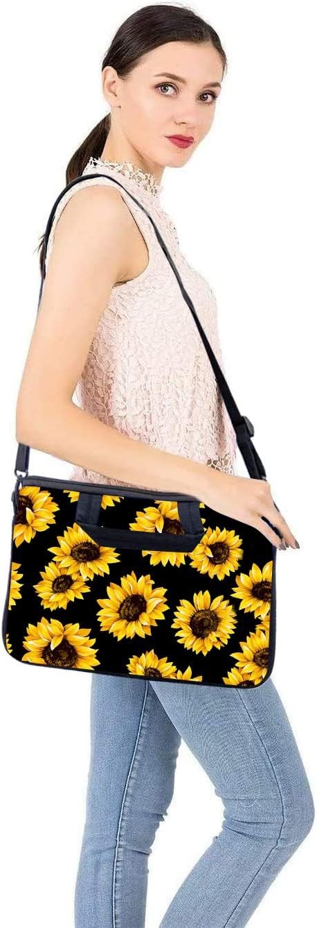 Neoprene Shoulder Bag for 14-15.6 Inch Laptops with Accessories Pocket, Sunflowe