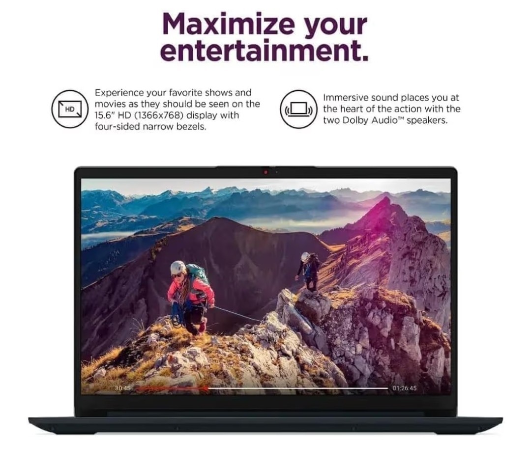 Lenovo IdeaPad Slim 3i 15.6″ FHD Laptop, Intel Processor, Win 11, 8GB DDR5 RAM