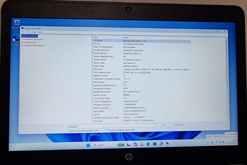 HP ELITEBOOK 840 G3 14″ 6TH GEN i5-6300U 2.40GHZ 8GB DDR4 256GB SSD WIN11 PRO