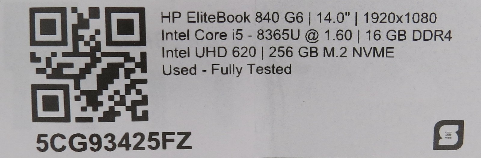 HP EliteBook 840 G6/i5-8365U @1.60 | 16GB DDR4 RAM | 256GB M.2 | No OS w/AC