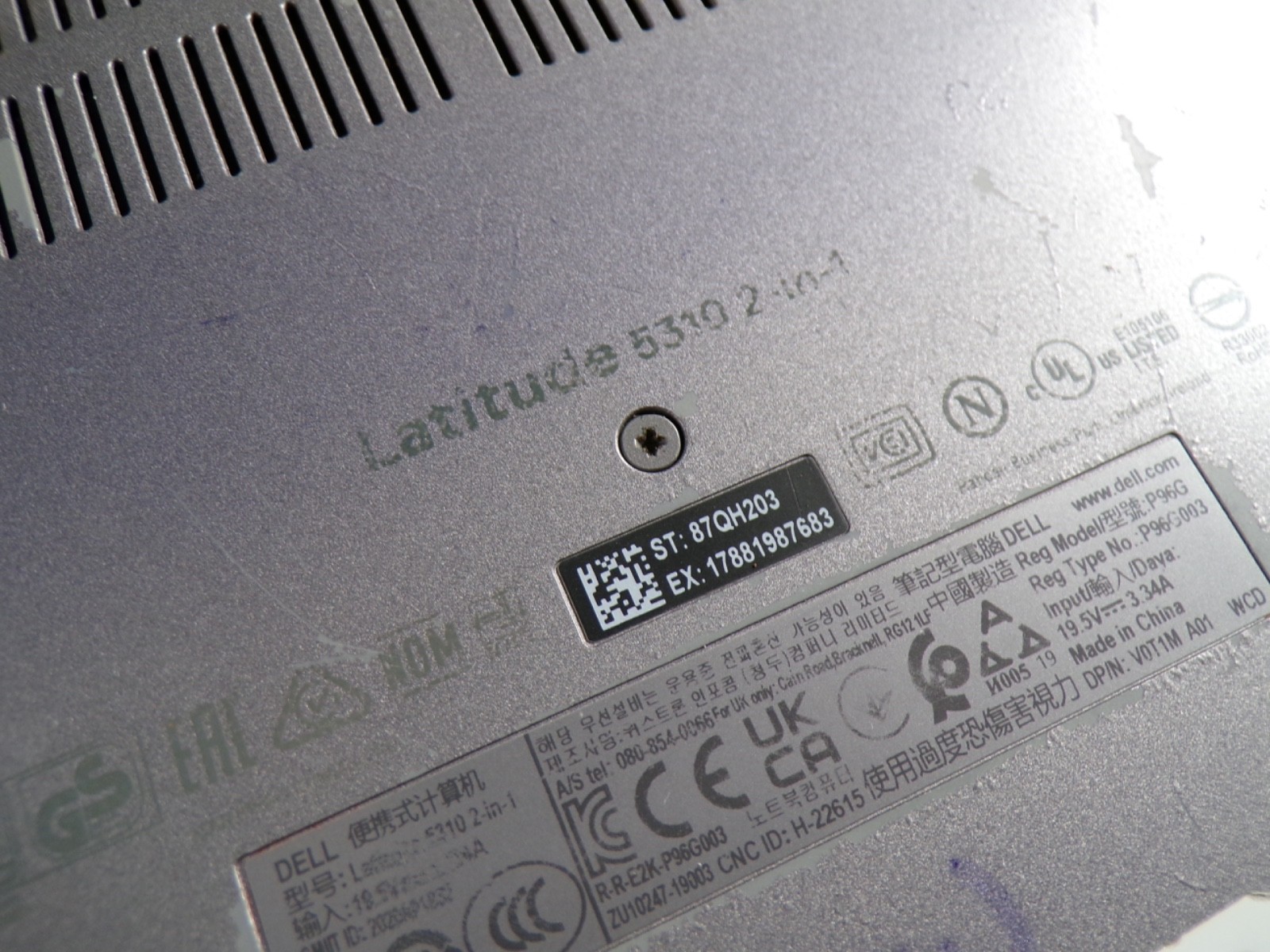 DELL LATITUDE 5310 2 IN 1 INTEL CORE i5-10210U 1.60GHZ 16GB RAM **BR0KEN/ NO HD