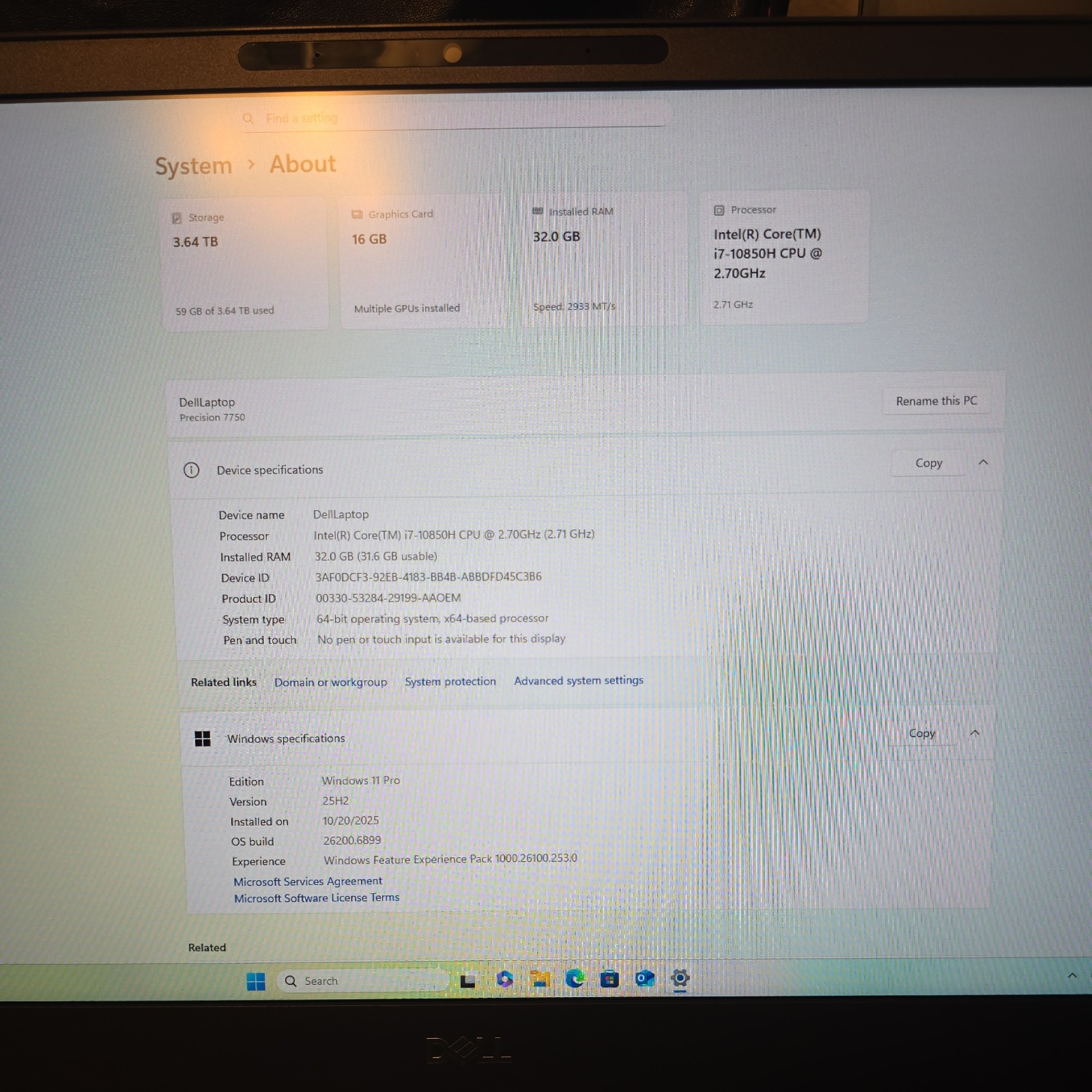Dell Precision7750 17.3Workstation i7-10850H 32GB RAM | RTX 5000 16GB | 4TB SSD