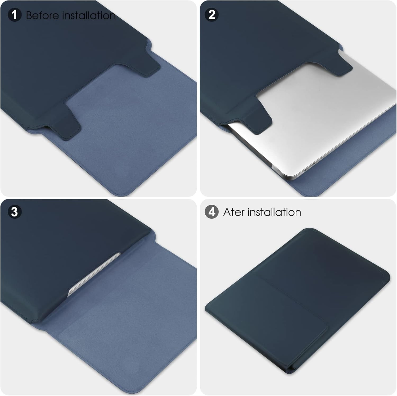 Navy 13 Inch Laptop Sleeve Bag for MacBook Air 13, Pro 13, Surface Pro 8, Dell,