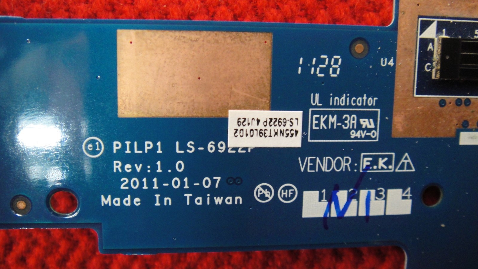 Lenovo E420s Laptop Finger Printer Reader PILP1 LS-6922P 4J129