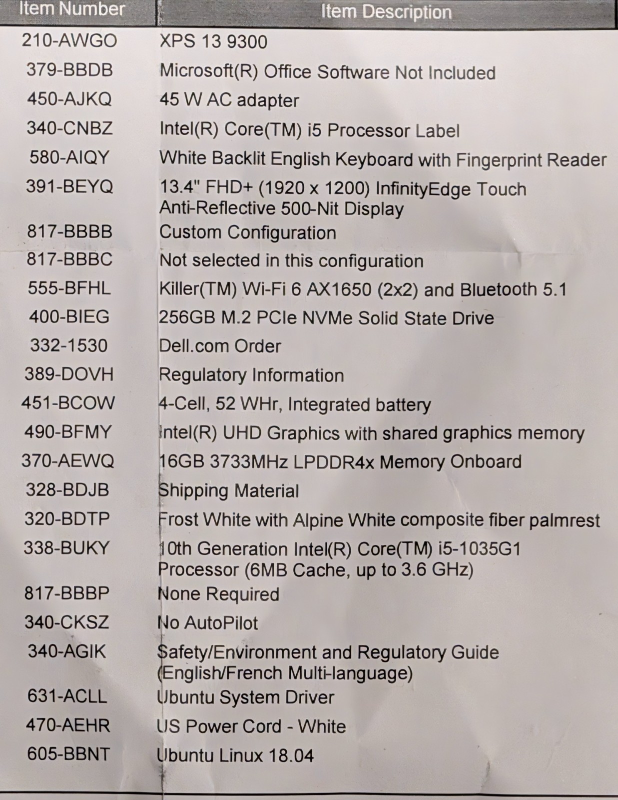 Dell XPS 13 9300 10th Gen i5 (Certified for Ubuntu)