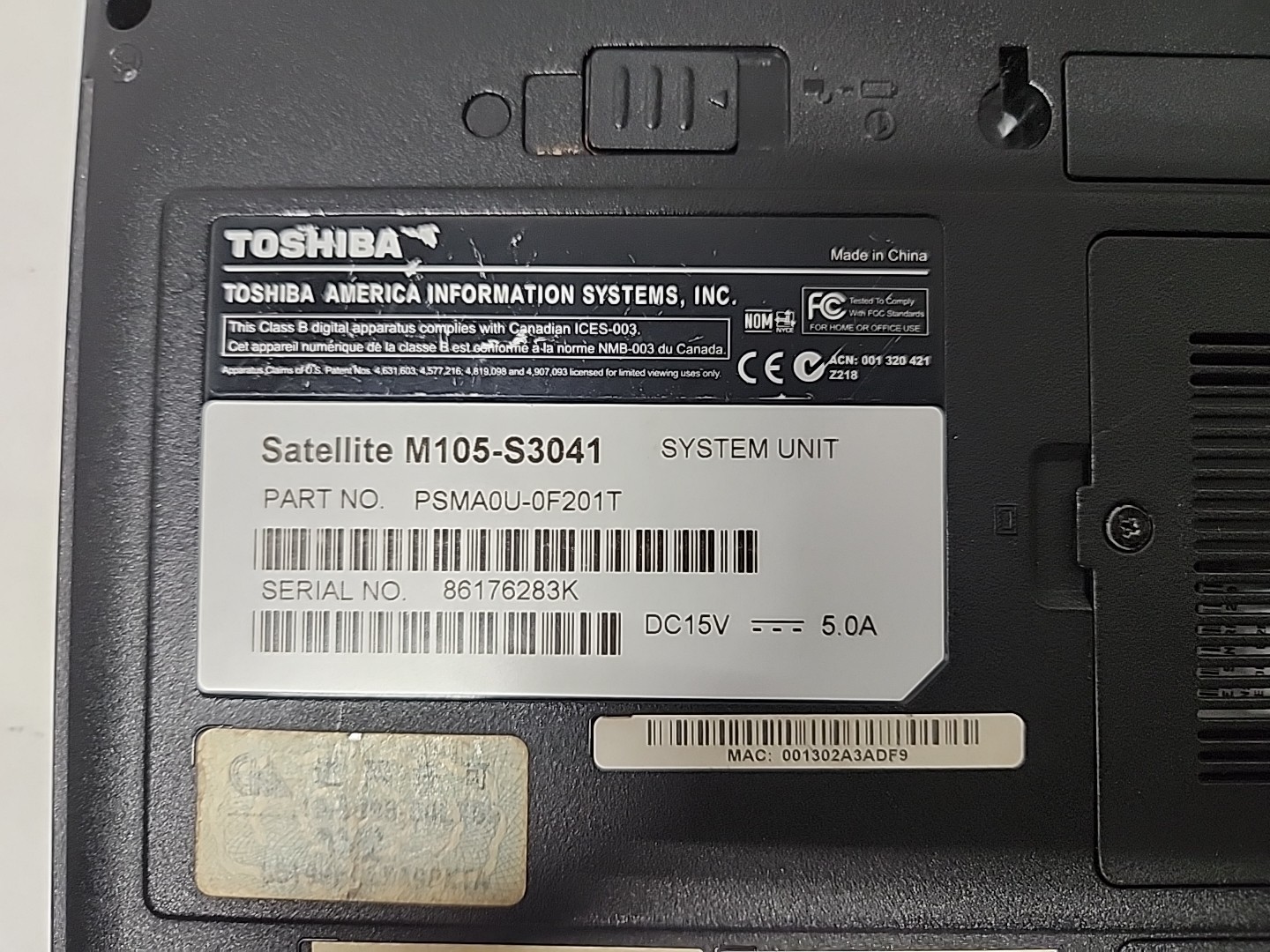 Toshiba Satellite M105-S3041 [AS IS] Intel Core Solo 60GB