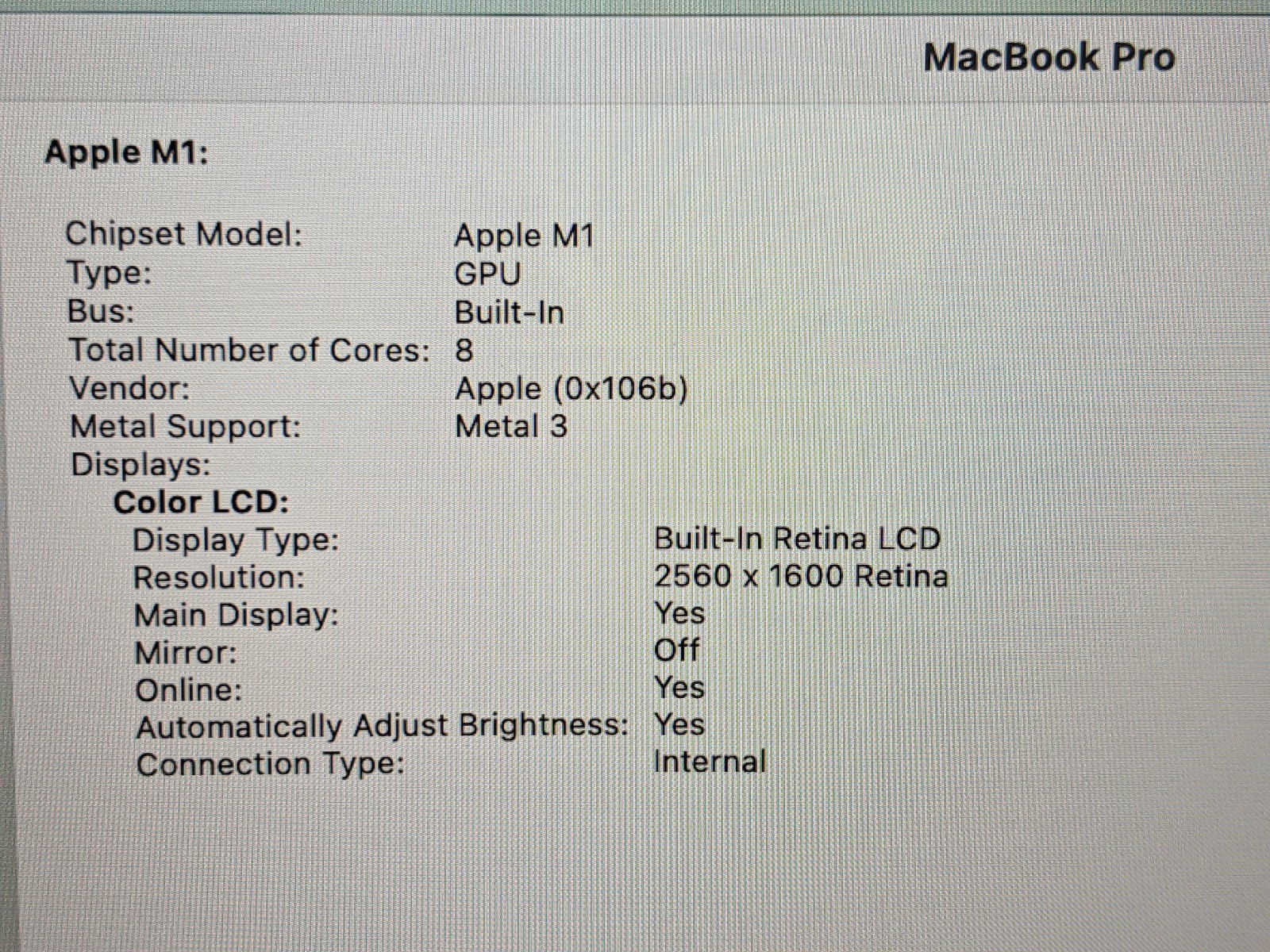 Apple MacBook Pro (2020) 13.3″ A2338 M1 8CPU/8GPU 3.2GHz 8GB 256GB MYDA2LL/A +PA