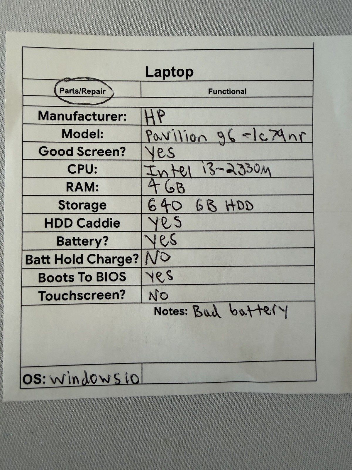 HP Pavilion g6-1c79nr Laptop – Good Screen – Intel i3-2330M – Read Des