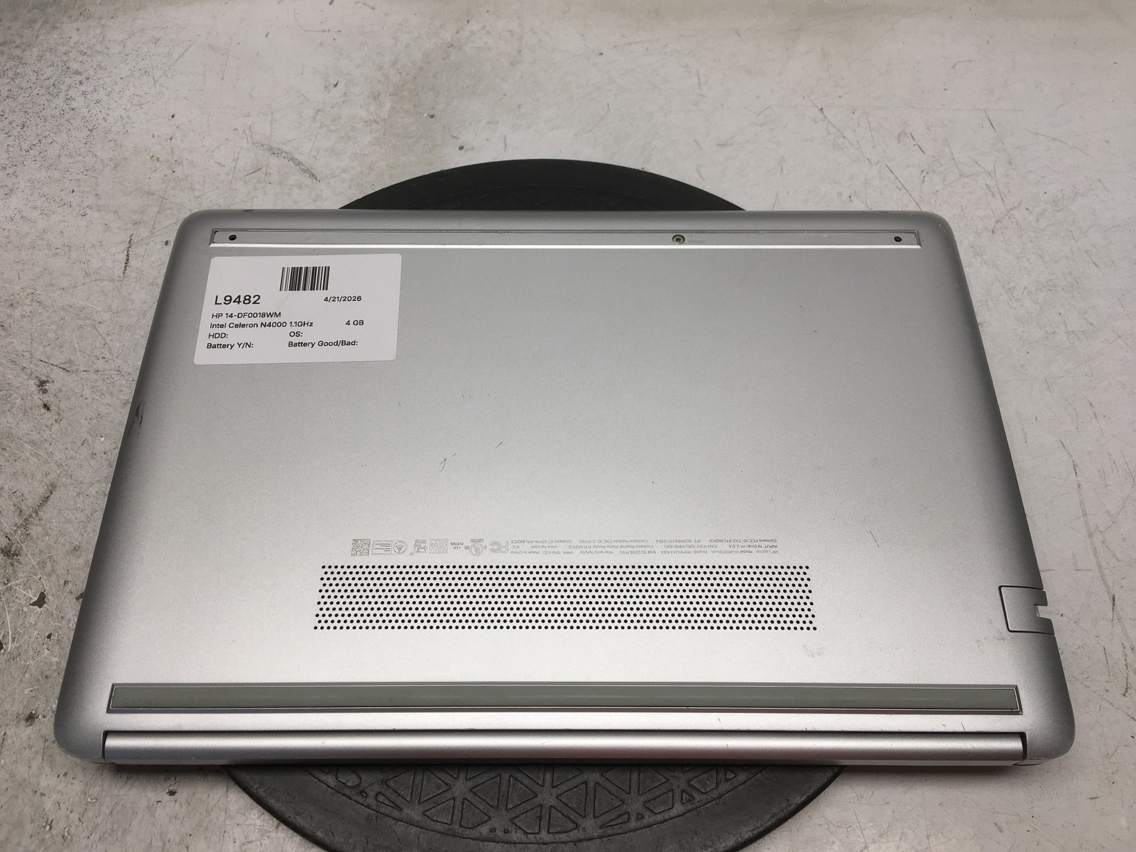 HP 14-DF0018WM Intel Celeron N4000 1.1GHz 4 GB 64GB eMMC No Batt