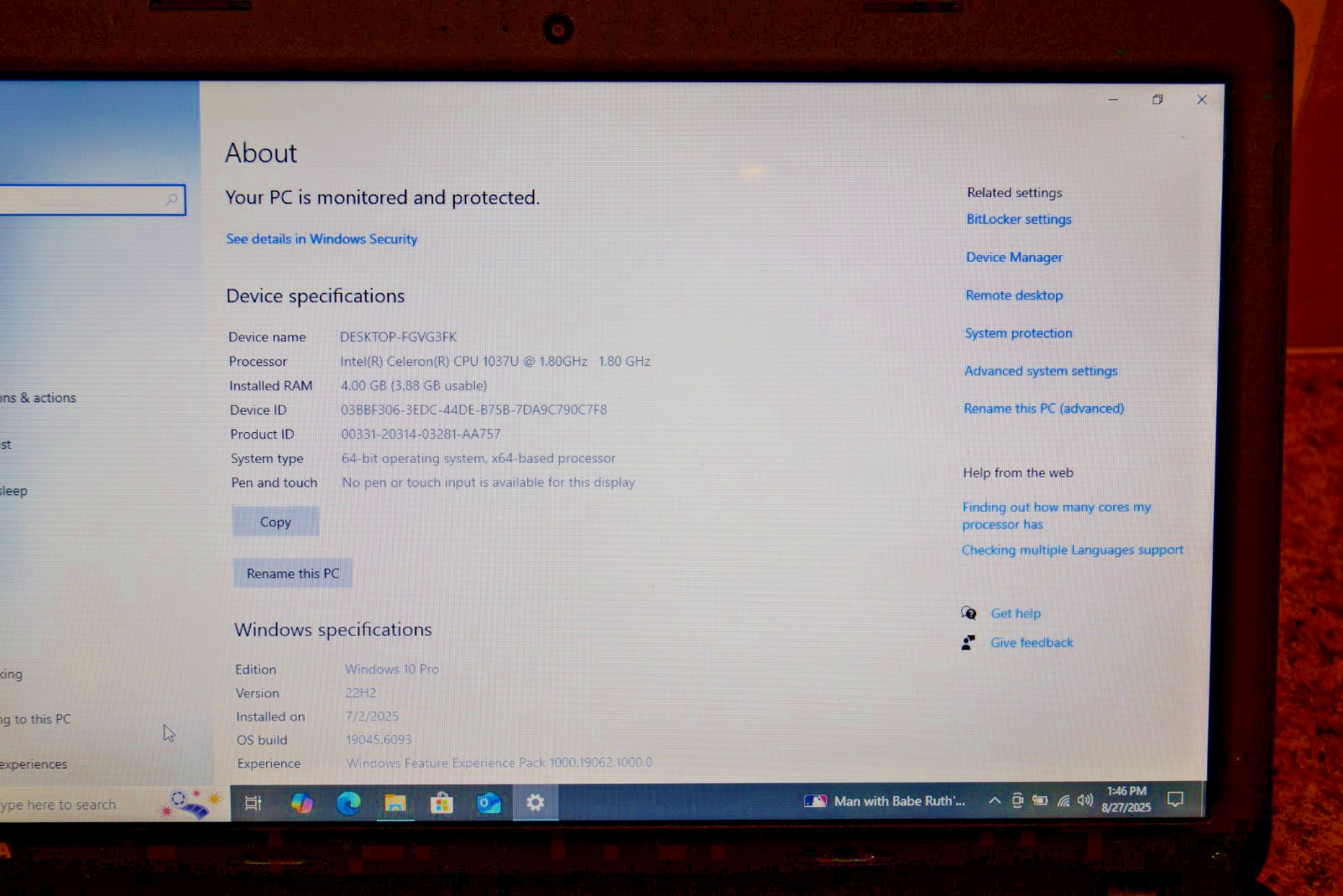 Active latest 22H2 WIN 10PRO Toshiba C55-A5300 @1.80GHz,4GB RAM 1TB HDD