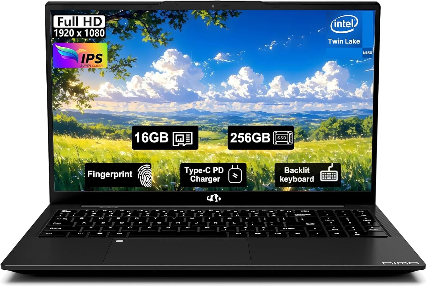 NIMO 15.6″ FHD IPS Student Laptop16GB RAM 256GB SSD, 4 Cores 13th Gen Intel N150