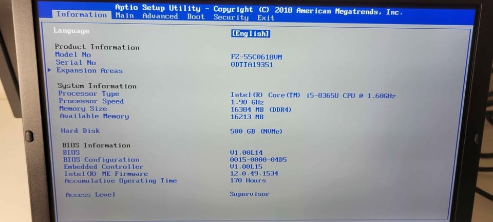 Panasonic Toughbook FZ-55 MK1 16GB RAM, 512GB SSD
