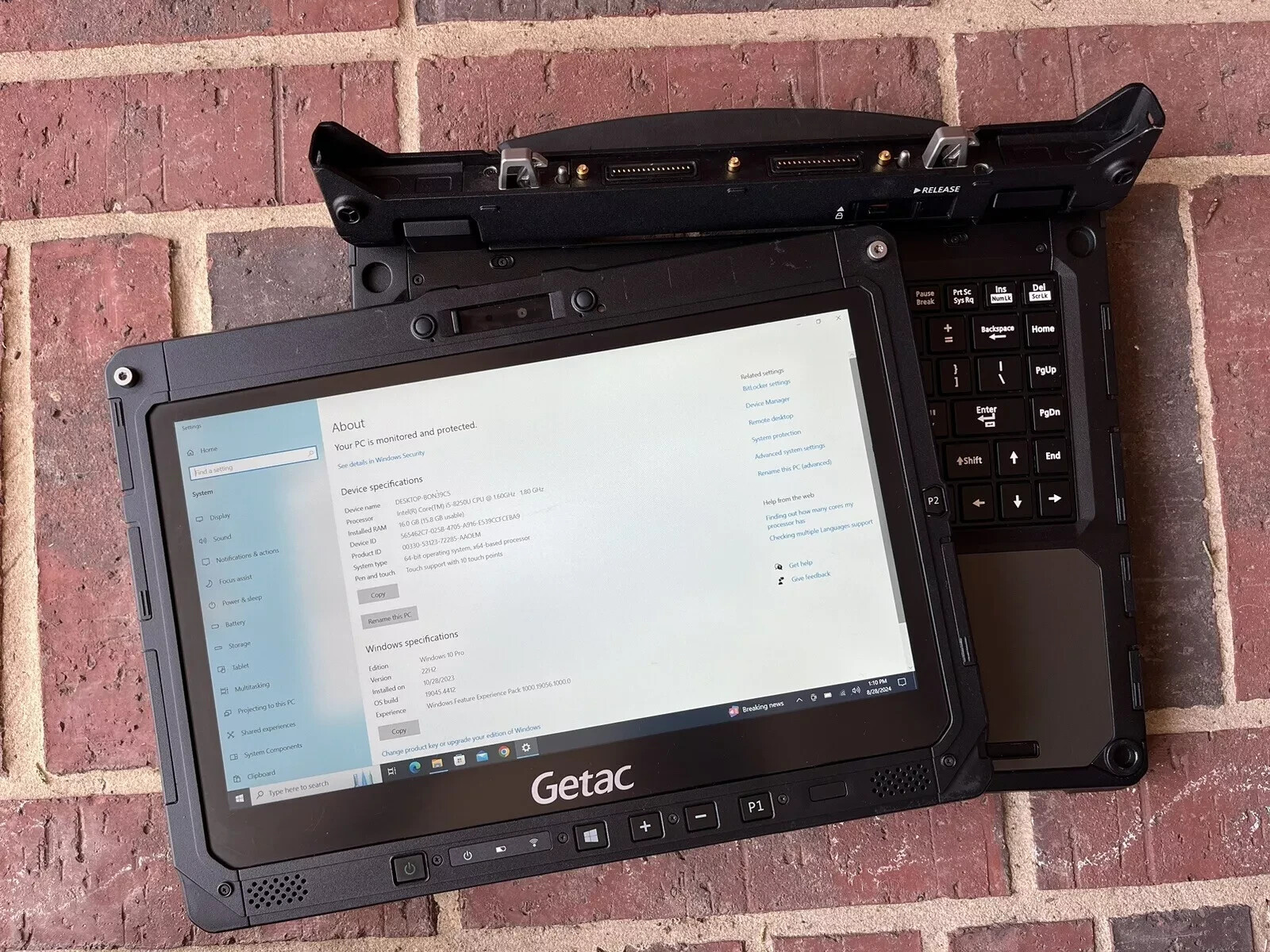 Getac K120 Rugged Tablet Laptop i5-8250U 1.60Ghz 16GB 512GB SSD Win 10 pro Touch