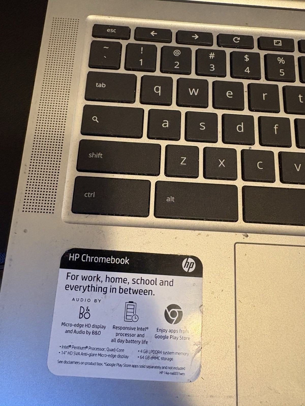 HP Chromebook 14a-na0031wm 14” Intel Pentium Silver 4GB 64GB Chrome OS Tested
