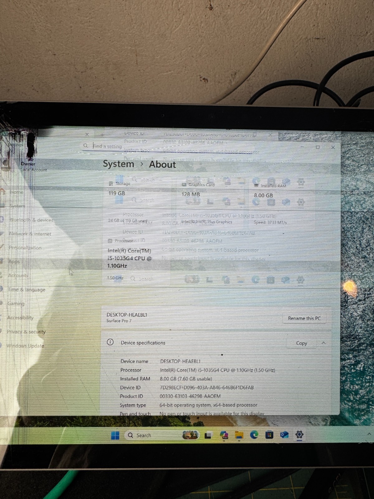 Microsoft Surface Pro 7 Core I5-1035G4 128GB SSD 8GB RAM Laptop For Repair #6582