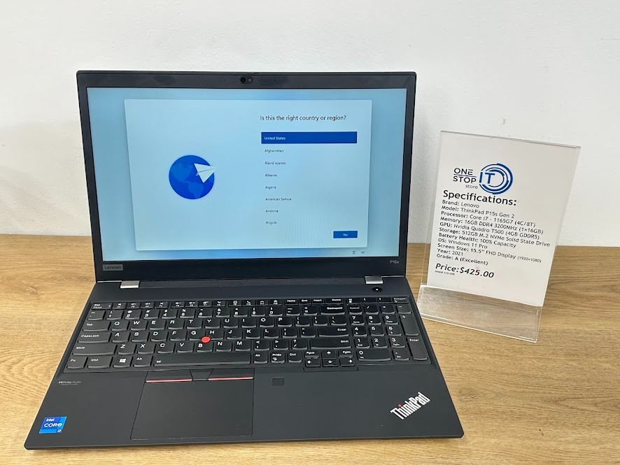 Lenovo ThinkPad P15s Gen 2, Core i7 1165G7 32GB DDR4 Nvidia Quadro T500, 512GB