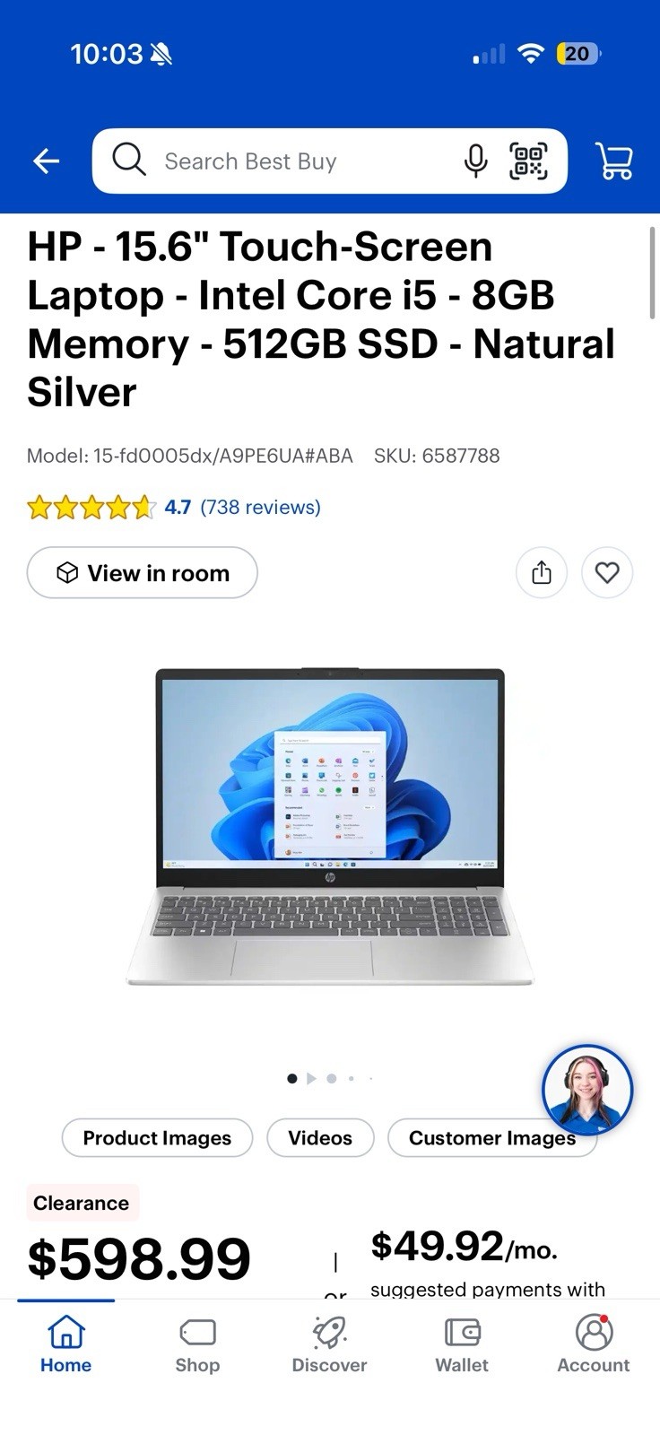 HP 15.6-inch Laptop PC 512GB Windows 11 Home, Silver