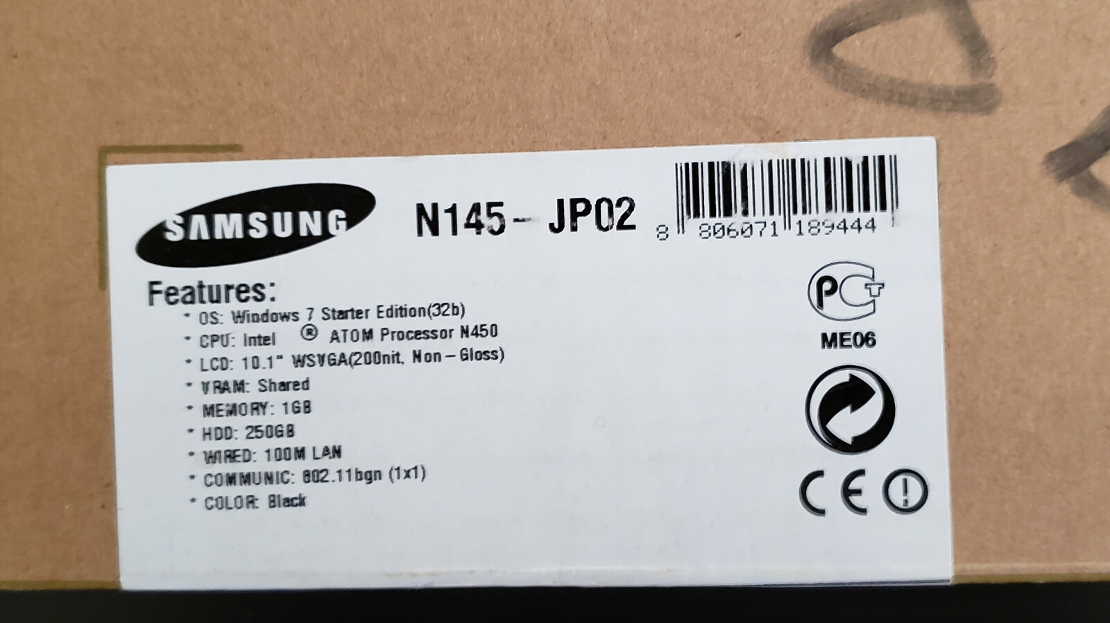 Open Box Samsung Netbook N145 Plus (NP-N145-JP02UK) (10.1″/Atom N450/1GB DDR2)