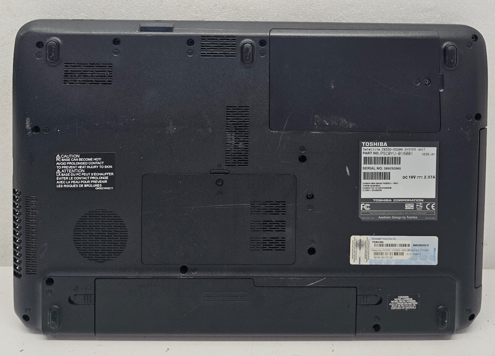 Toshiba Satellite C655D-S5200 15.6″ Laptop AMD C-50 8GB RAM 320GB HDD NO OS (FL)