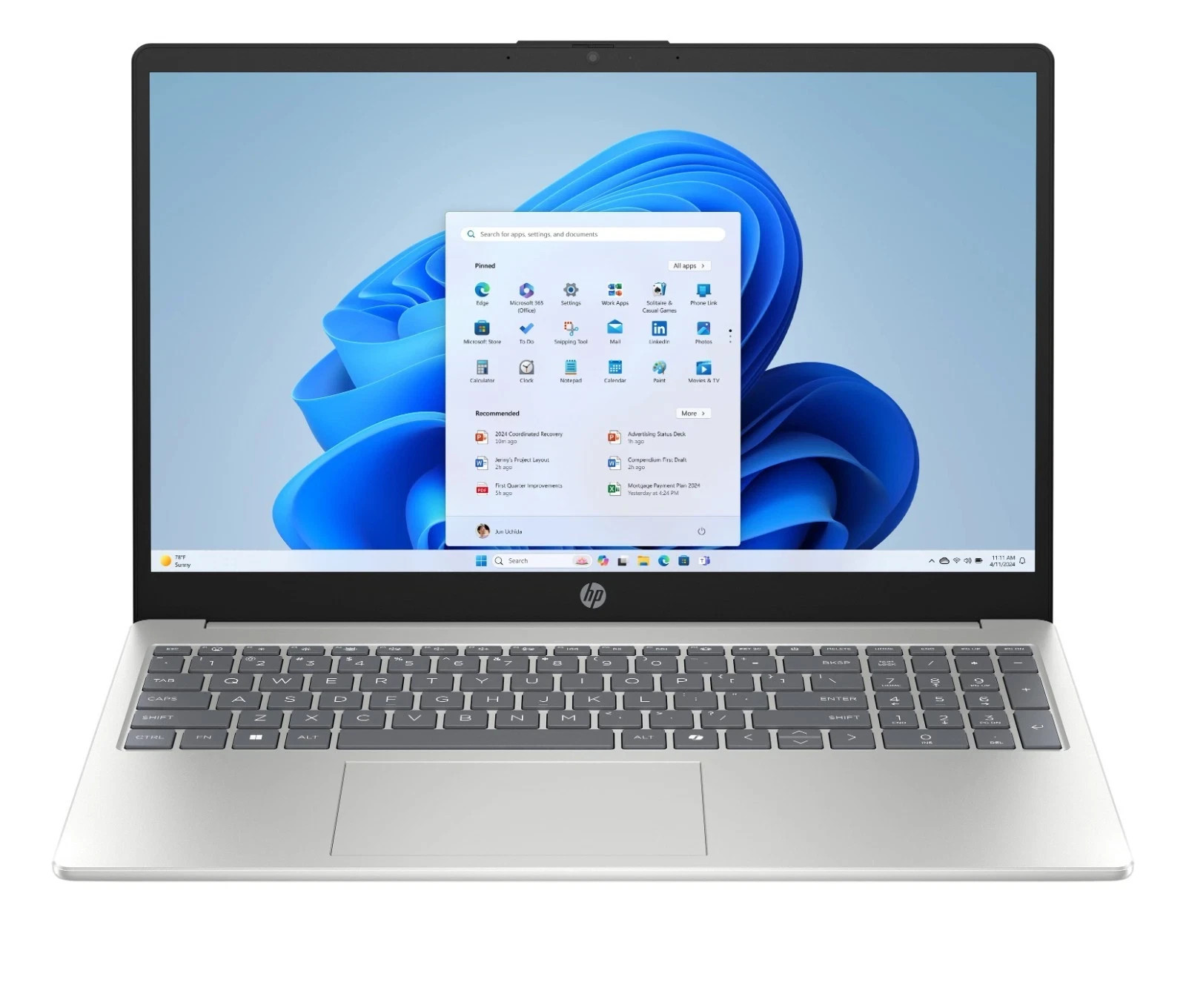 HP 15.6 FHD Touchscreen Intel Core 7 150U 32GB DDR5 RAM 1TB SSD Natural Silver