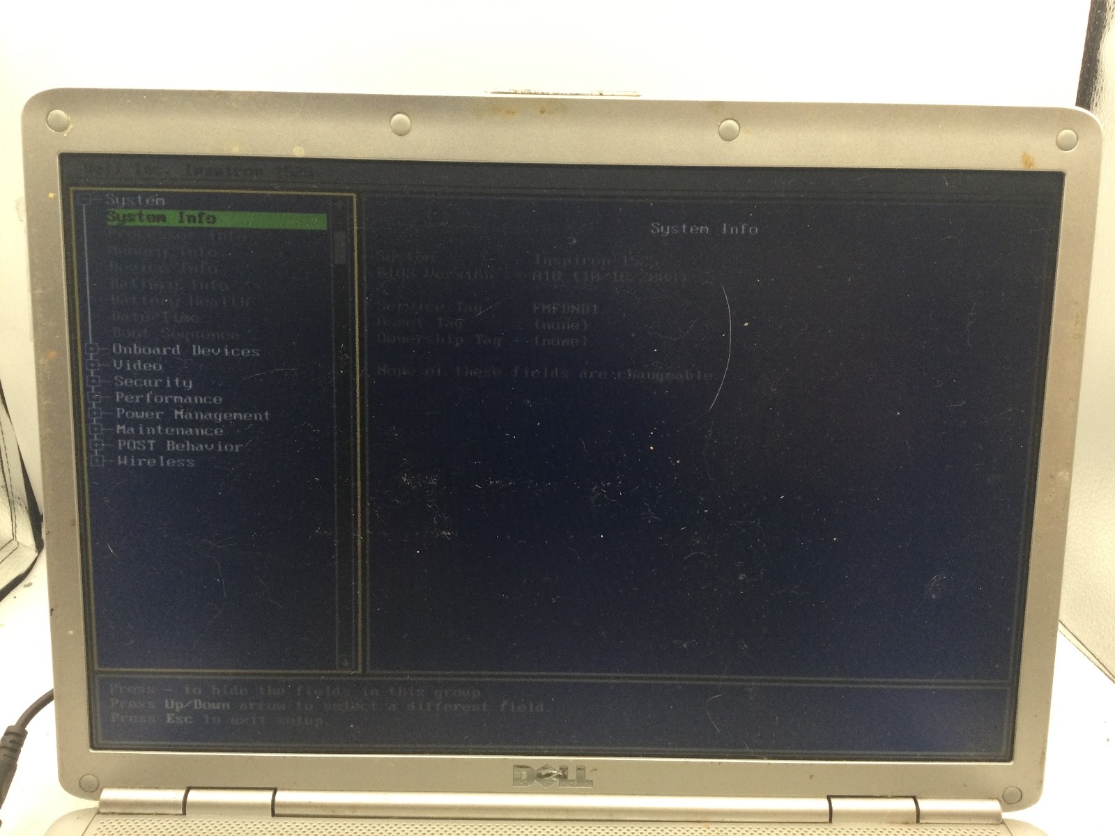 DELL INSPIRON 1525 – BOOTS TO BIOS – INTEL PENTIUM – 3GB RAM – 15″ -READ DESC-BB