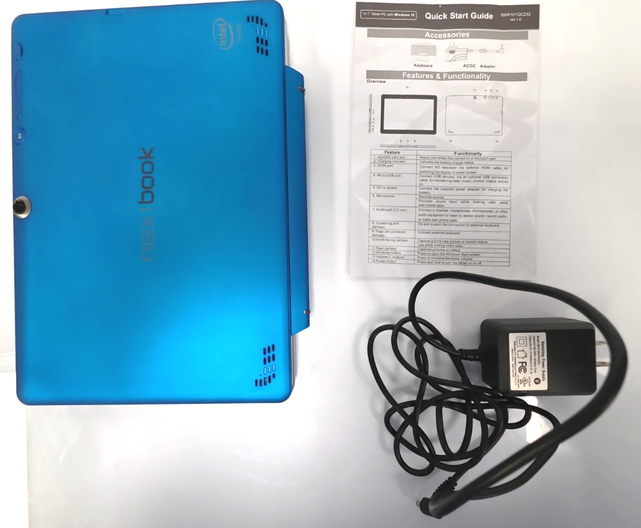 Nextbook Flexx 10| 10.1 in| Intel Atom| 2GB RAM| 32GB SSD| Win 10 Home| Blue