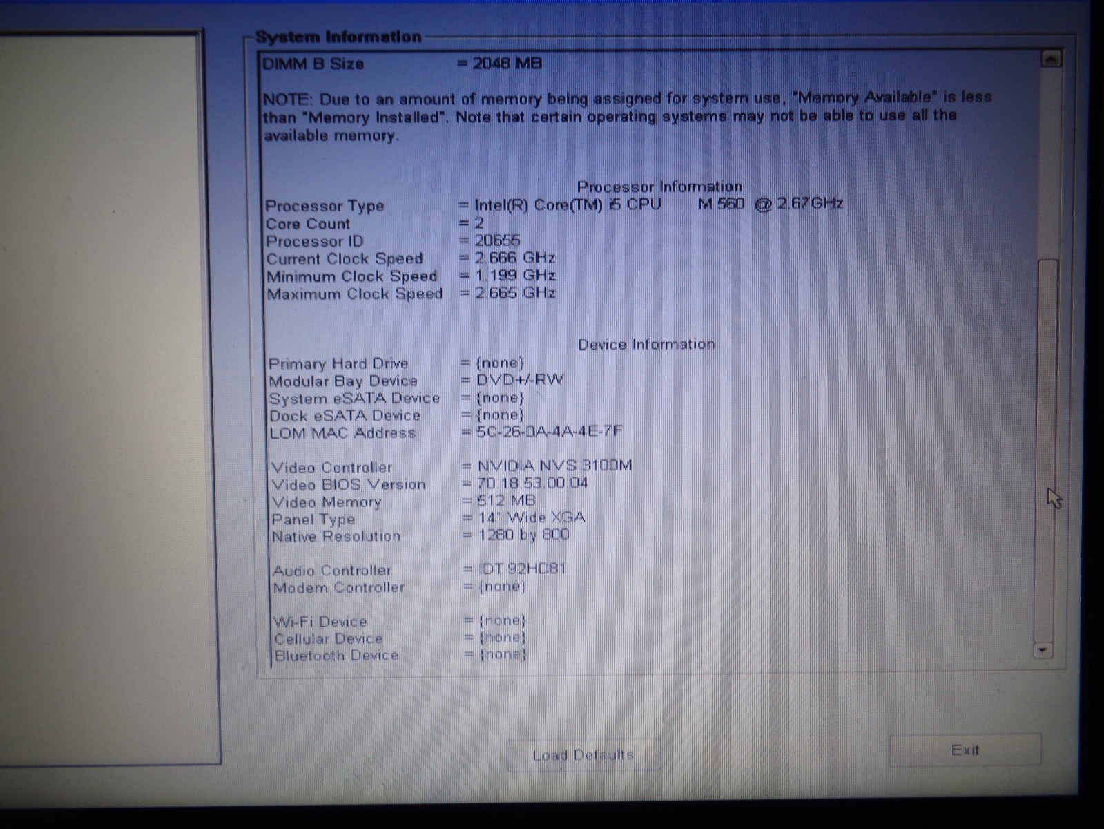 Dell Latitude E6410 Laptop Computer 4GB RAM Intel Core i5 M560 CPU 2.67 NO HDD