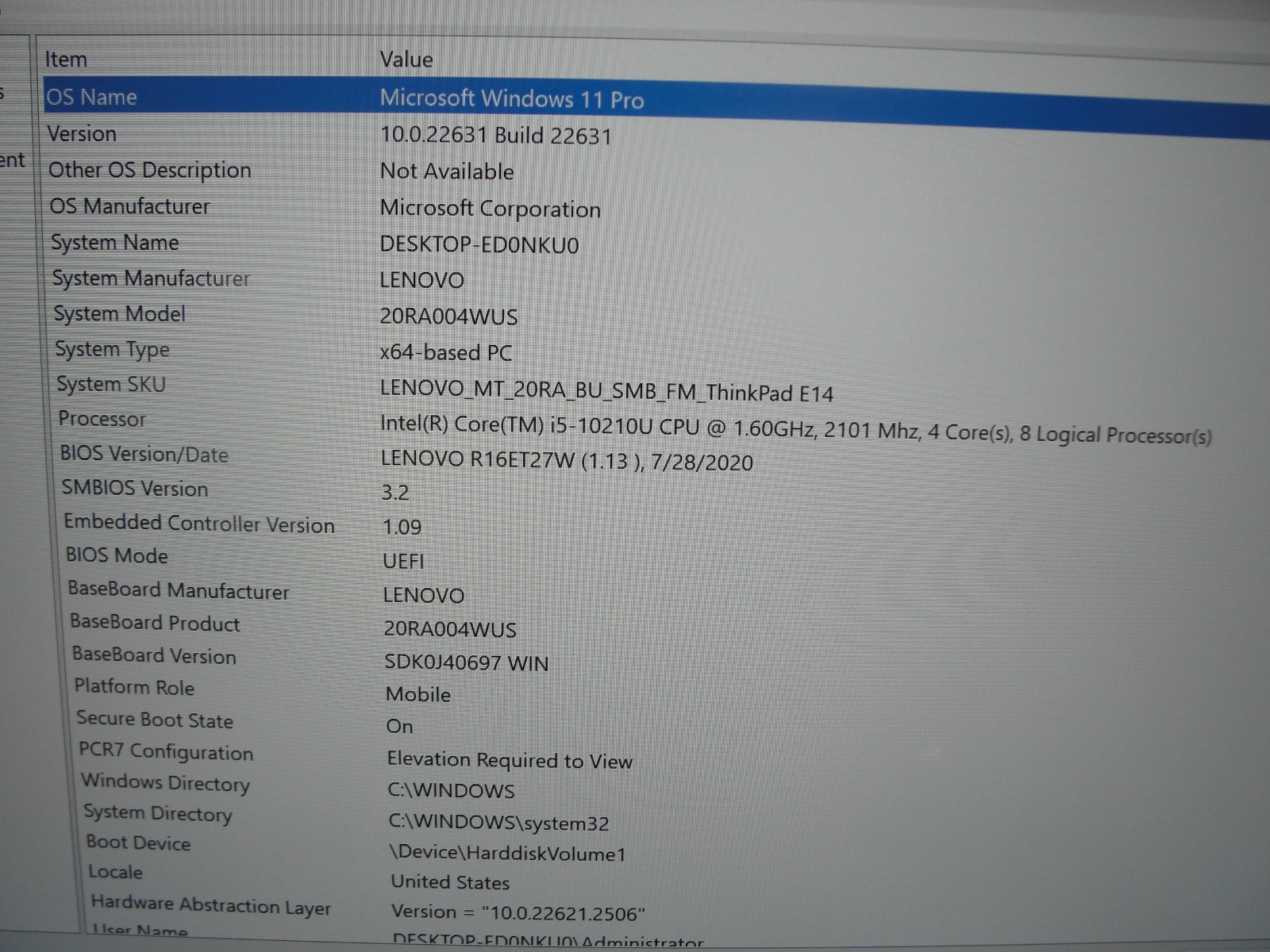 Lenovo ThinkPad E14 14”FHD Intel Core i5-10210U 1.6GHz 8GB HDD Reset 1TB+Charger