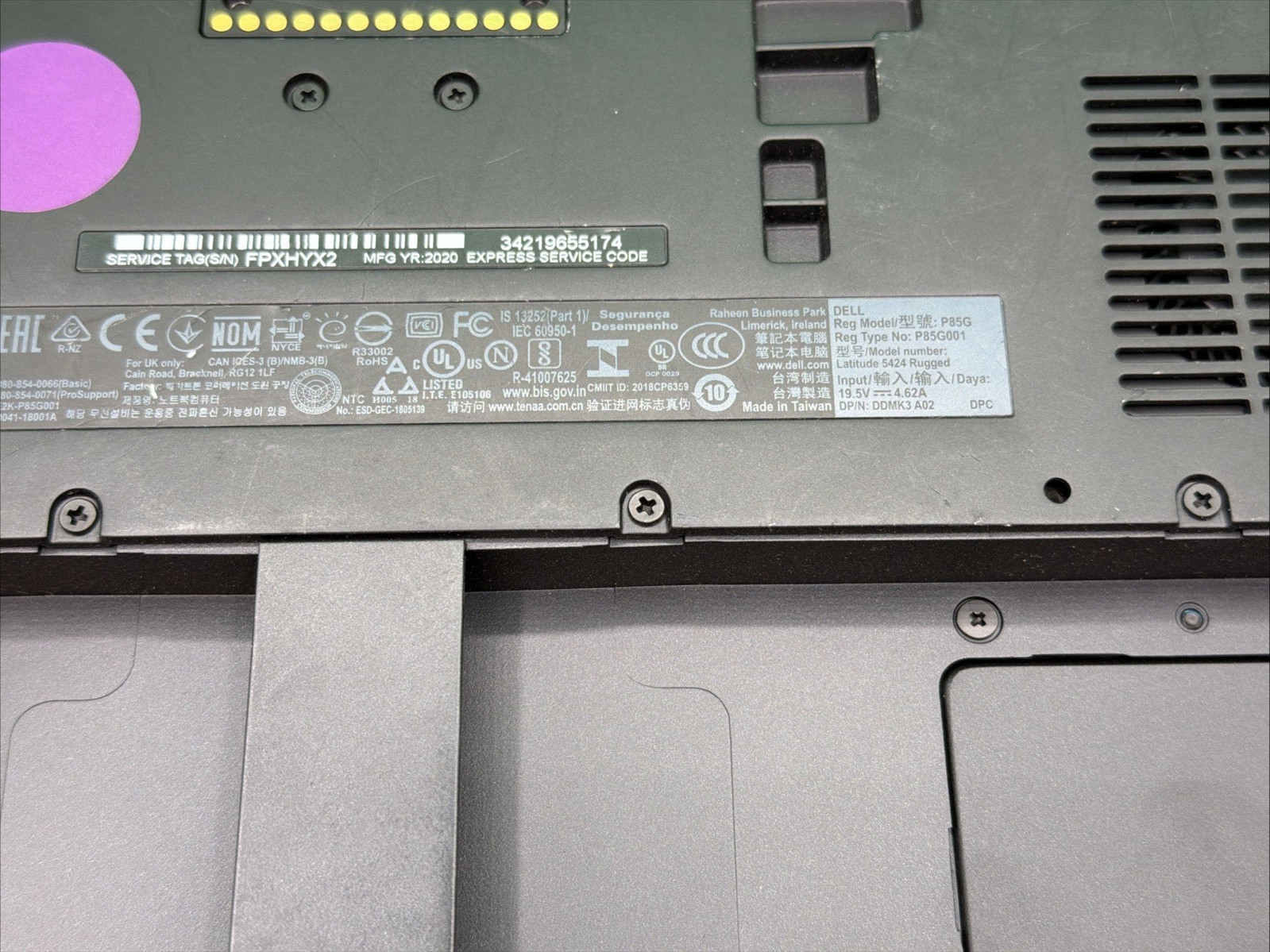Dell Latitude 5424 Rugged i7-8650U 16GB RAM No SSD No Battery Laptop