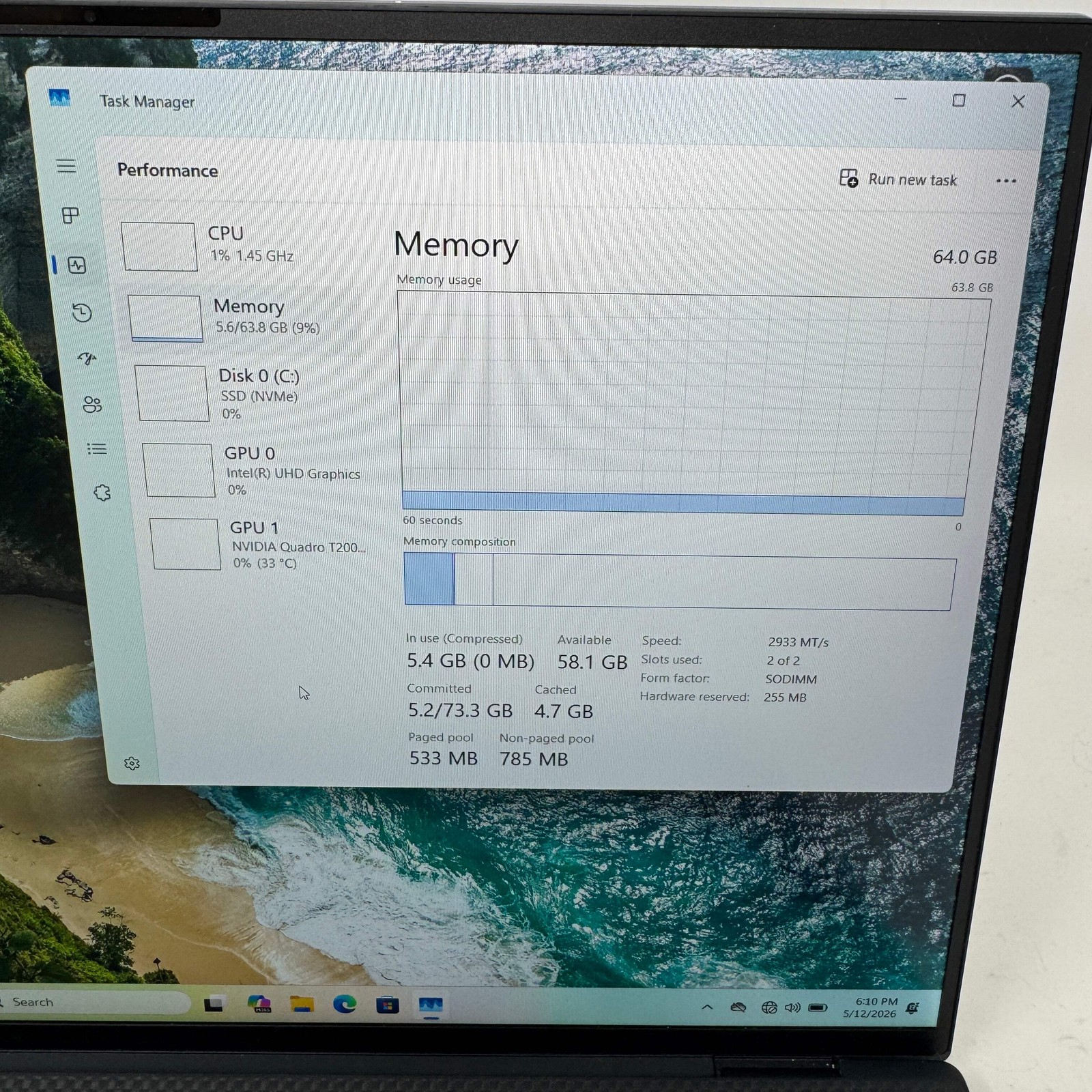 Dell Precision 5500 15.6″ i9-10885H 2.4GHz 64GB RAM 2TB SSD Quadro T2000 Max-Q
