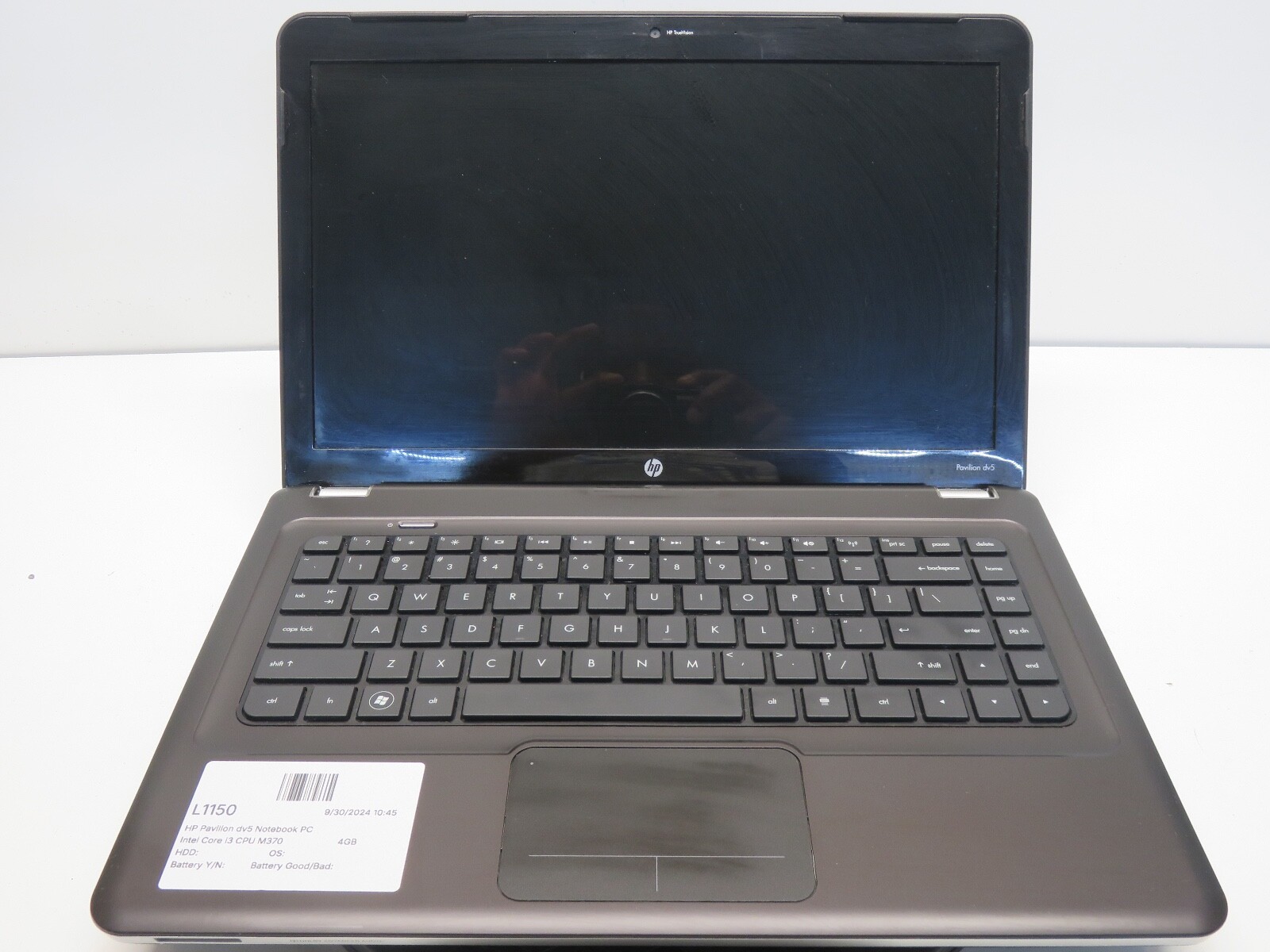 HP Pavilion dv5t-2100 Intel Core i3 CPU M370 2.40GHz 4GB NO HDD No Batt