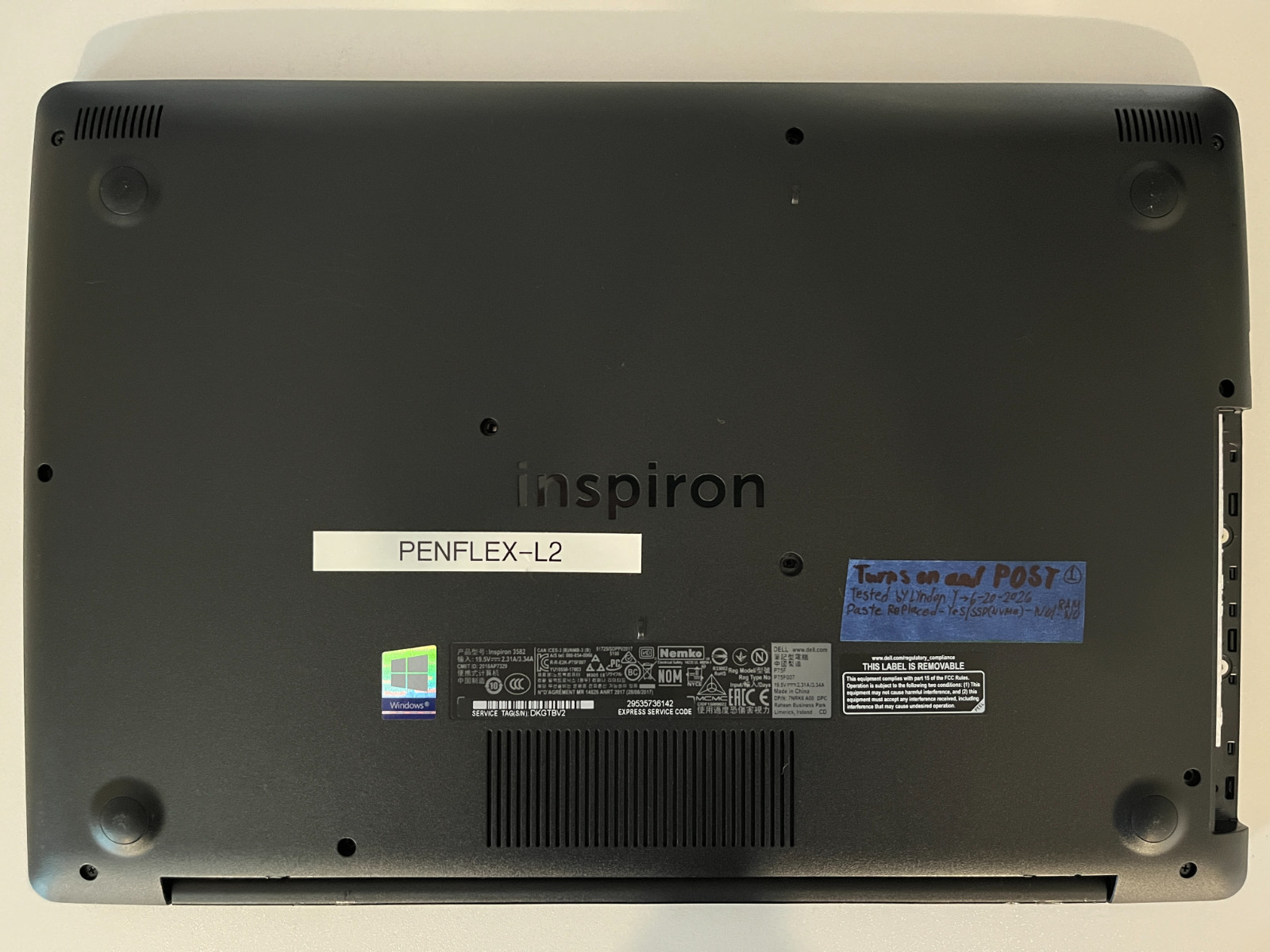 Dell Inspiron 3582 | 19301 Pickup Only | No Charger, RAM, or SSD | Read Details